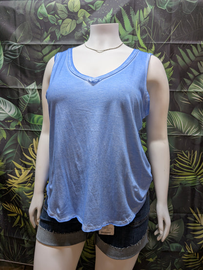 Raw Edge V-Neck Sleeveless Top - Plus Size