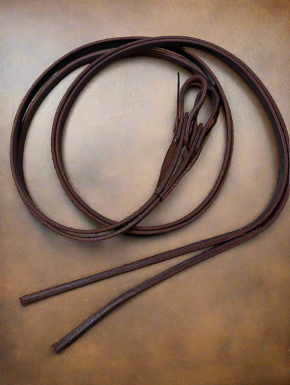 Genuine Harness Leather Split Reins – 8ft Weighted with Waterloop Ends