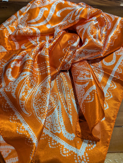 Western Print Wild Rag – Large 35" Silk-Feel Scarf for Men & Women