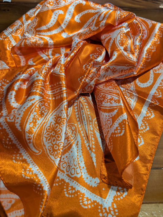 Western Print Wild Rag – Large 35" Silk-Feel Scarf for Men & Women