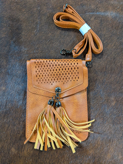Western Crossbody Phone Purse with Laser-Cut Flap & Tassel