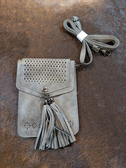 Western Crossbody Phone Purse with Laser-Cut Flap & Tassel