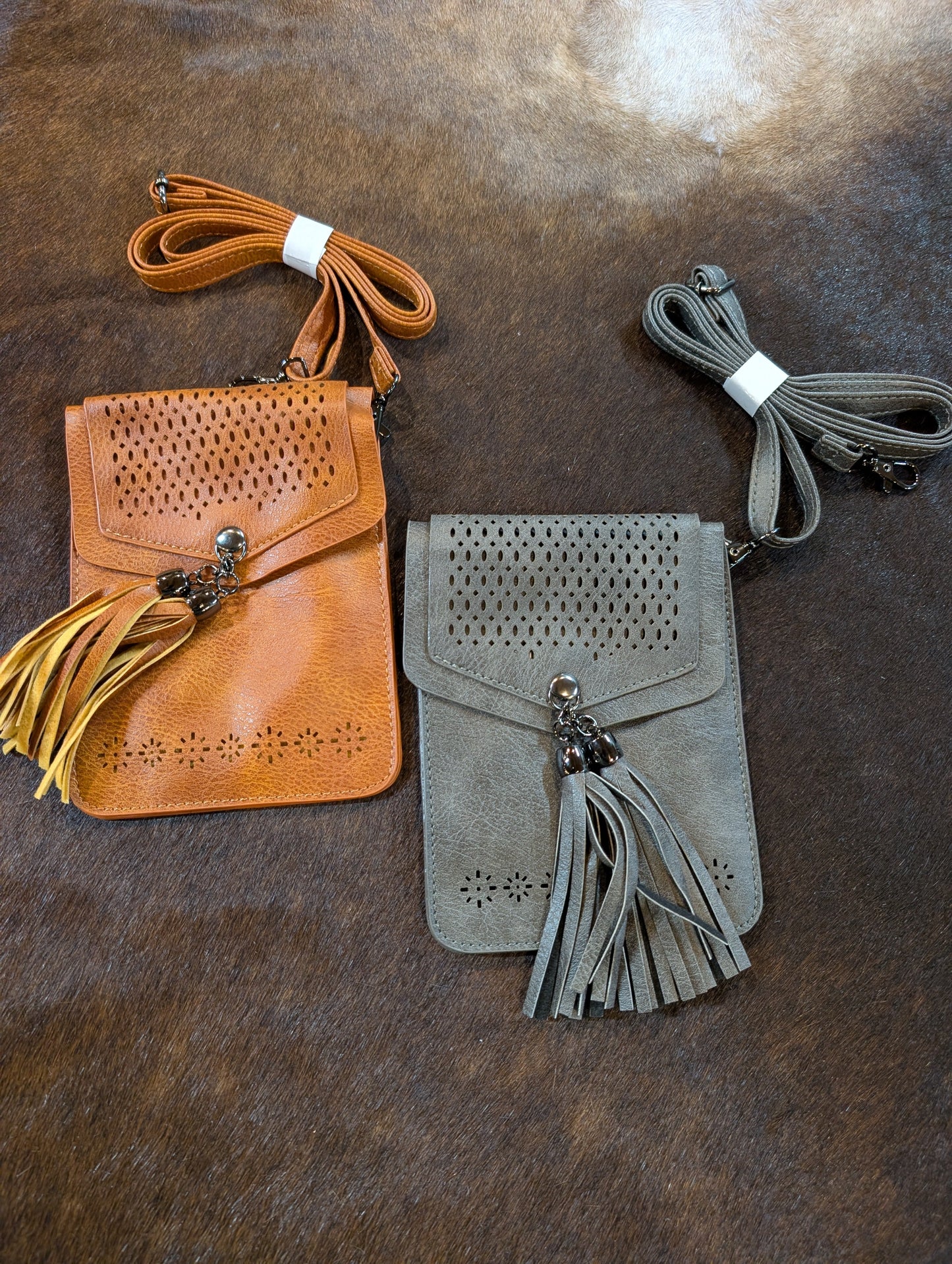 Western Crossbody Phone Purse with Laser-Cut Flap & Tassel