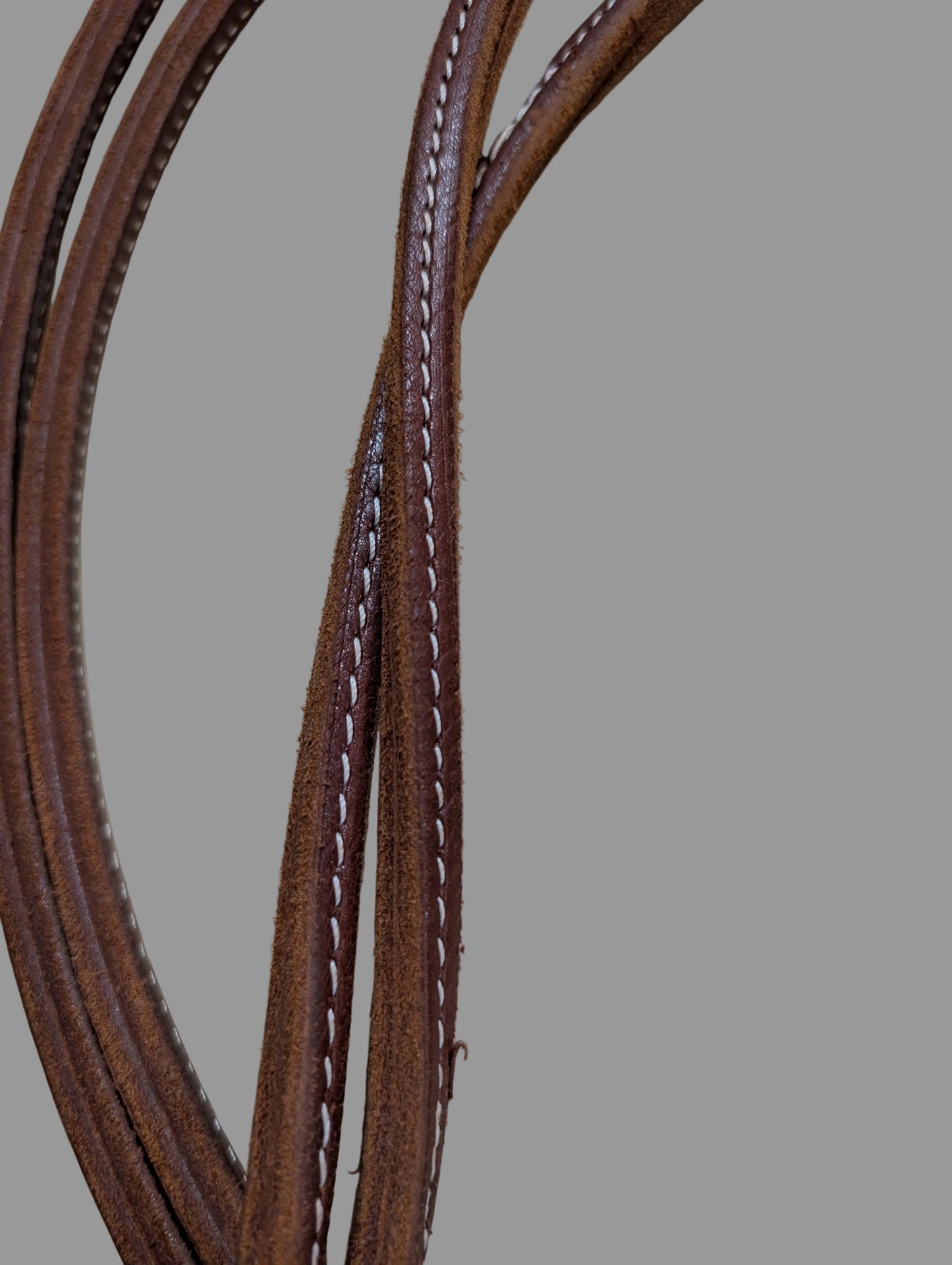 Rolled & Sewn Harness Leather 8 ft Reins with Leather Poppers & Water Loop Ends