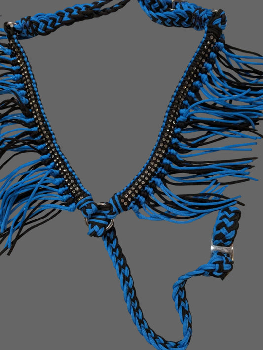Tough-1 Braided Nylon Breast Collar with Fringe & Bling – Cob / Small Horse (Final Clearance)