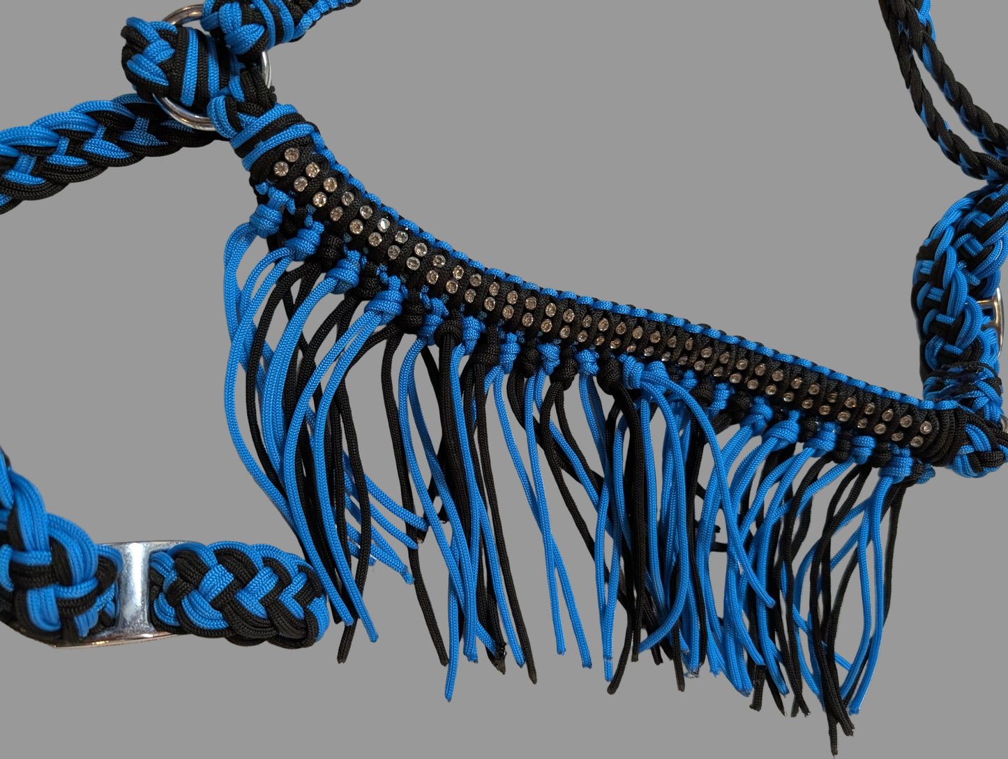 Tough-1 Braided Nylon Breast Collar with Fringe & Bling – Cob / Small Horse (Final Clearance)
