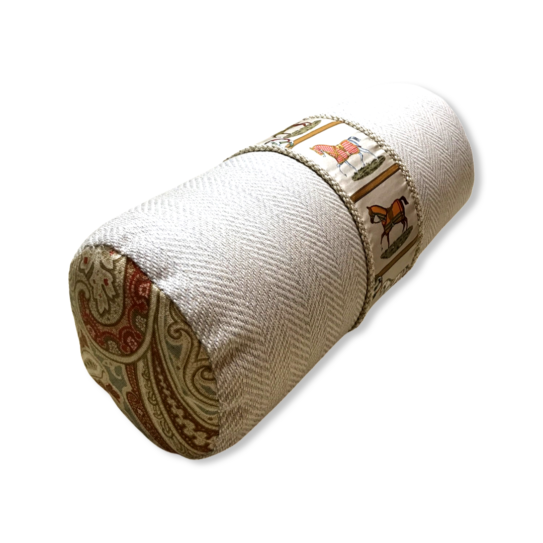 Petites Chevaux Beige Vintage Silk Scarf Pillows