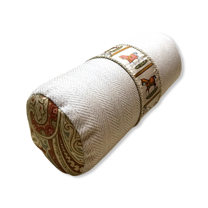 Petites Chevaux Beige Vintage Silk Scarf Pillows