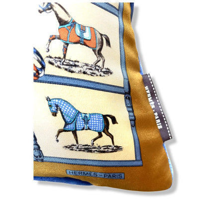 Petites Chevaux Gold Silk Scarf Pillow 17"
