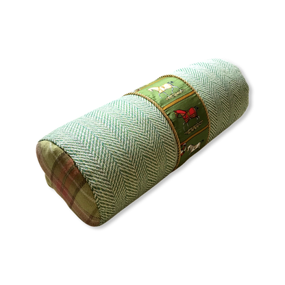Petites Chevaux Green Tartan Vintage Silk Scarf Pillows