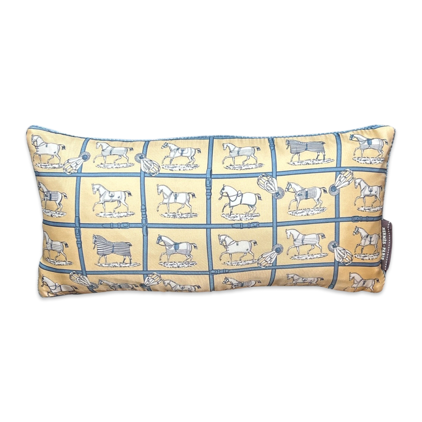 Petites Chevaux Ivory Vintage Silk Scarf Pillow