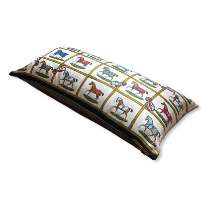 Petites Chevaux Ivory Vintage Silk Scarf Pillows