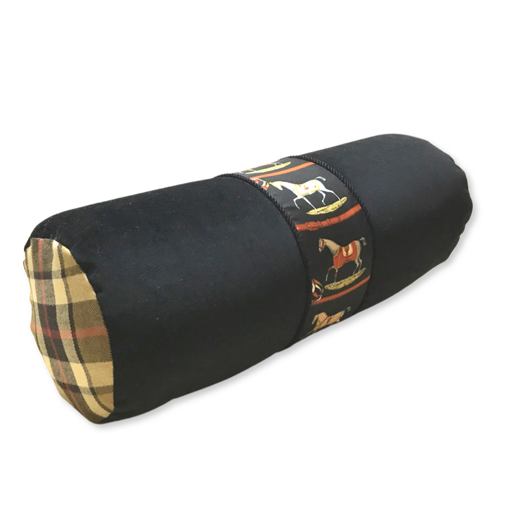Petits Chevaux Noir Vintage Silk Scarf Pillows 20"