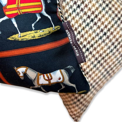 Petites Chevaux Noir Vintage Silk Scarf Pillows