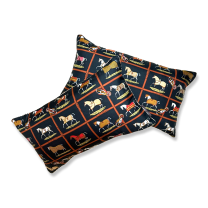Petites Chevaux Noir Vintage Silk Scarf Pillows