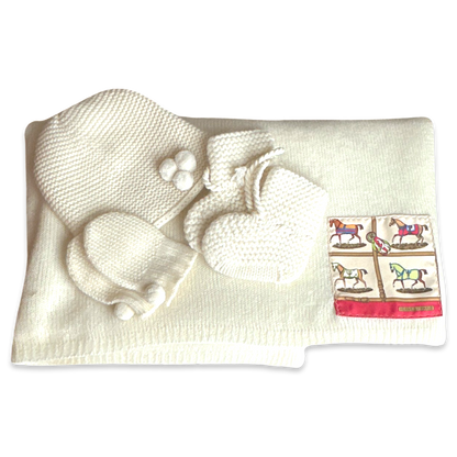 Petites Chevaux Vintage Silk Scarf & Cashmere Baby Set