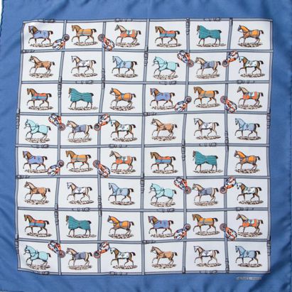 Petites Chevaux Vintage Silk Scarf Pillow 17"