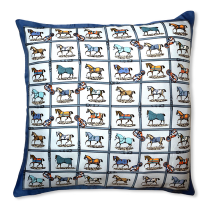 Peties Chevaux Vintage Silk Scarf Pillow 17"