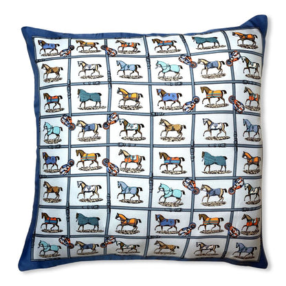 Petites Chevaux Vintage Silk Scarf Pillow 17"