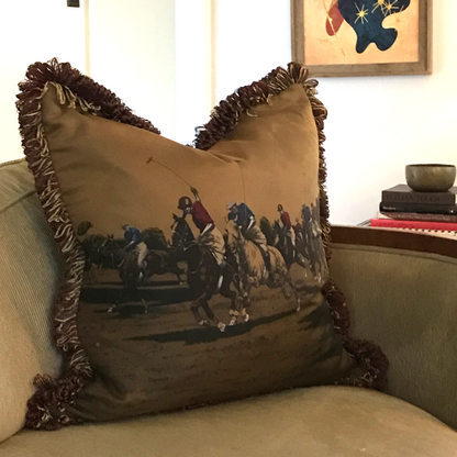 Polo Match Vintage Silk Scarf Pillow 22"