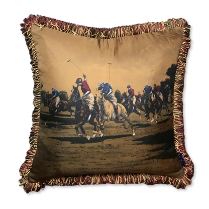 Polo Match Vintage Silk Scarf Pillow 22"