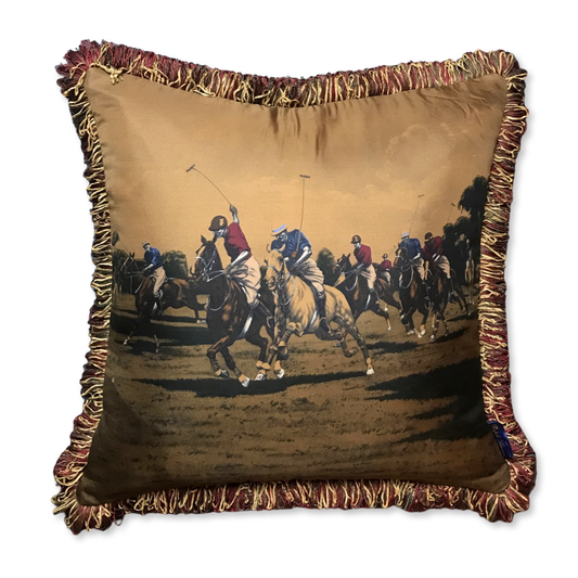 Polo Match Vintage Silk Scarf Pillow 22"