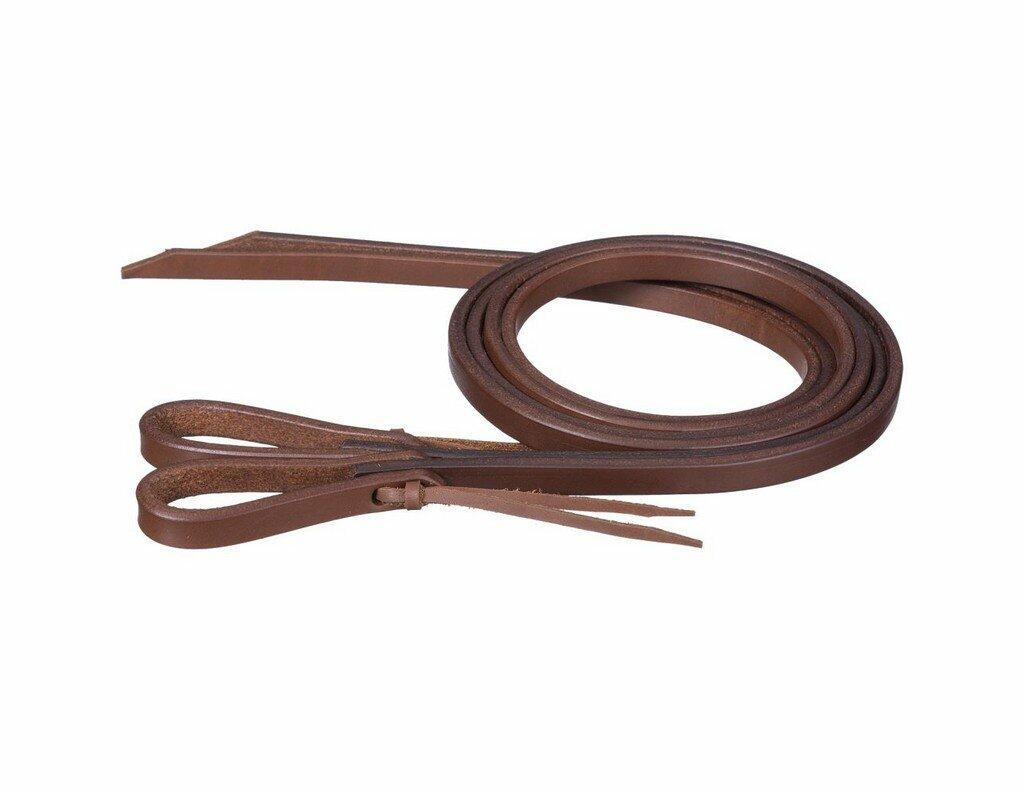 Tough-1 Miniature Harness Leather Reins with Water Loop Bit Ends – Genuine Leather 5'