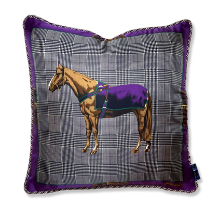 Prince of Wales Equestrian Vintage Scarf Pillow 22"