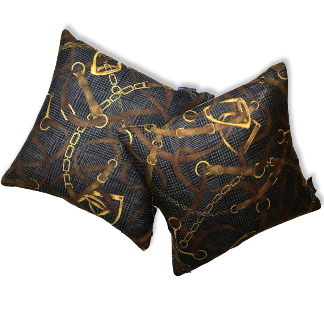 Prince of Wales Tartan Equestrian Vintage Scarf Pillows 17"