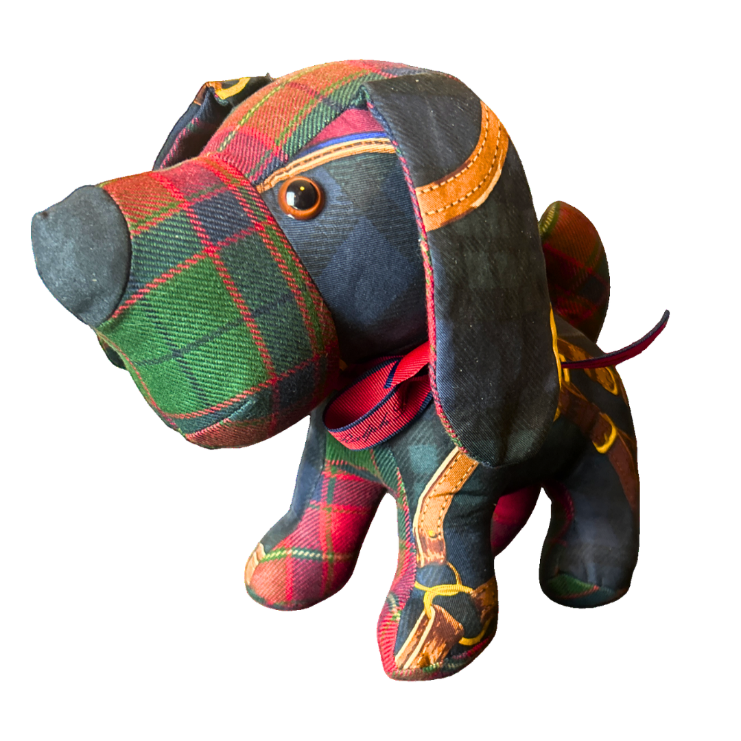 Black Watch Tartan Vintage Silk Scarf Loyal Puppy