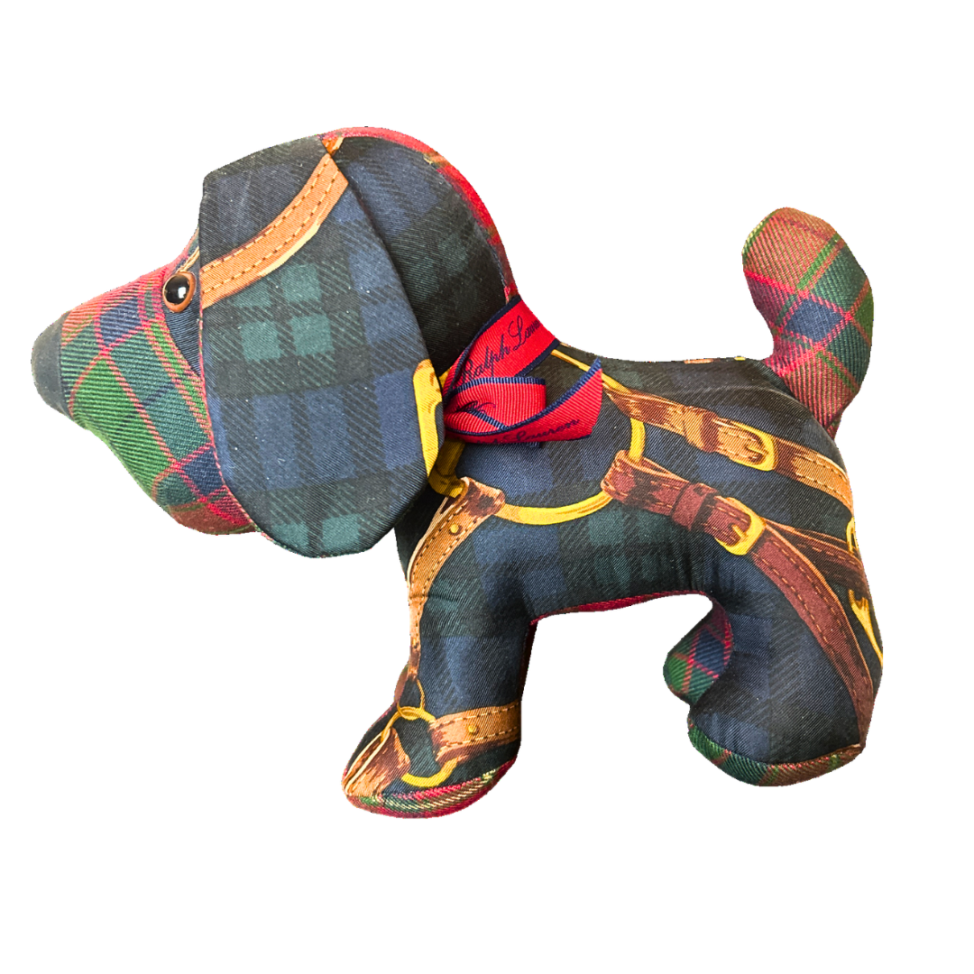Black Watch Tartan Vintage Silk Scarf Loyal Puppy