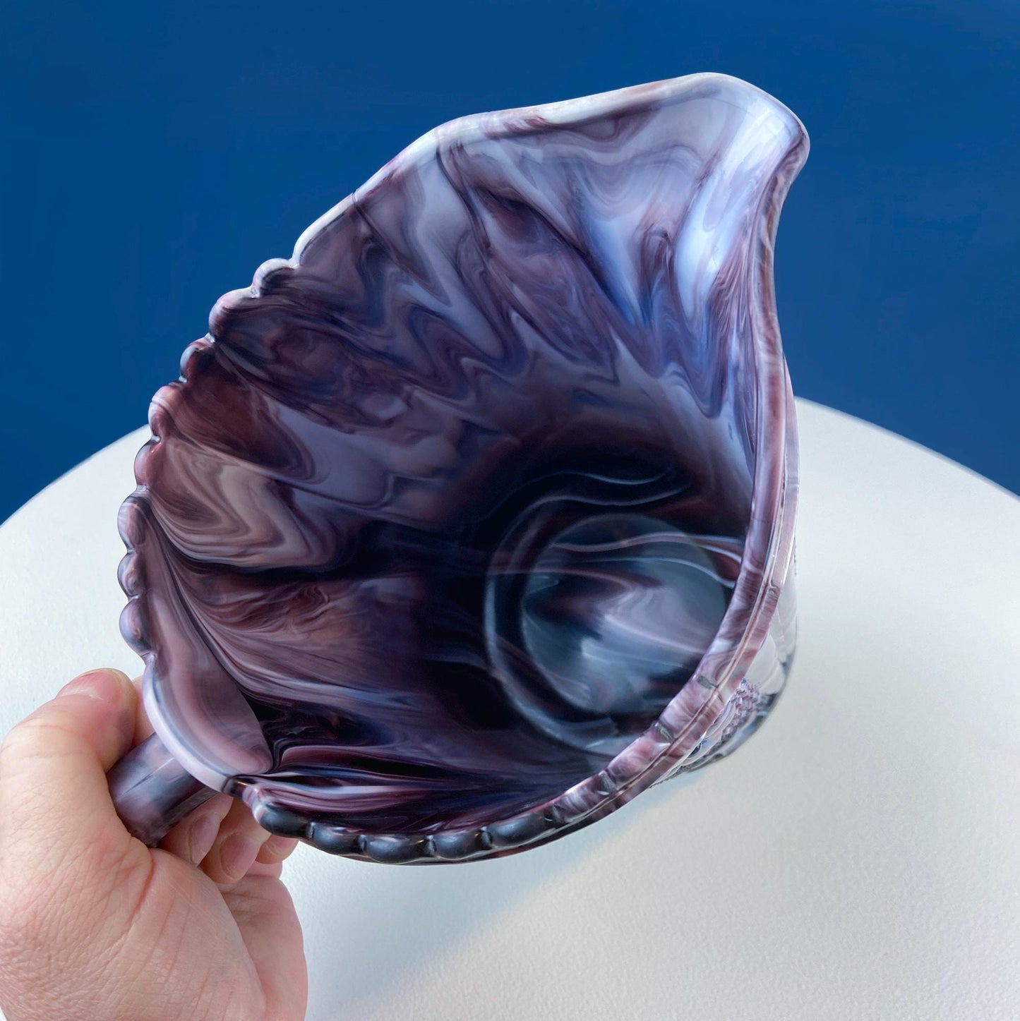 Purple Slag Glass Pitcher with Geometrical Motifs by Imperial Glass. Water Juice Jug. Dining Room Decor. Modern Farmhouse. Gift for Him/Her.