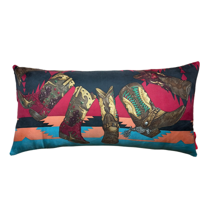 Cowboy Boots Vintage Silk Scarf Pillows 35"