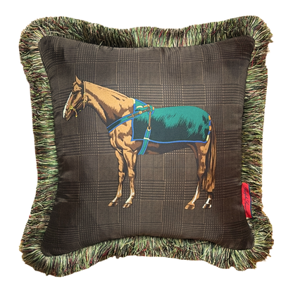Prince of Wales Brown Vintage Silk Scarf Pillow 20"