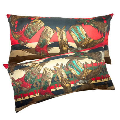 Cowboy Boots Vintage Silk Scarf Pillows 35"