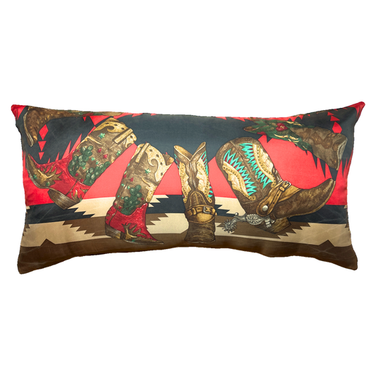 Cowboy Boots Vintage Silk Scarf Pillows 35"