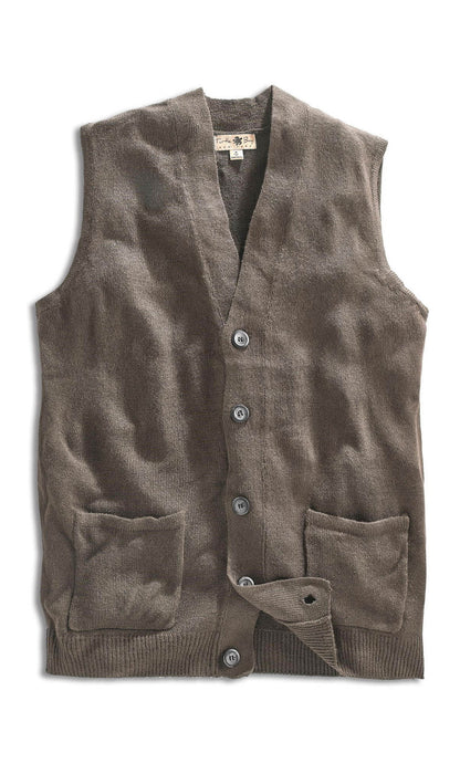 Men's Cashmere-Like Button Front Flat Knit Sweater Vest with Chest Pockets