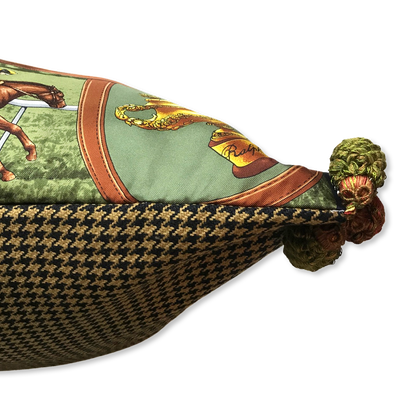 Race Day Vintage Silk Scarf Pillow 30"