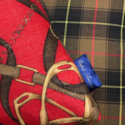 Red Equestrian Tartan Scarf Pillows 18"