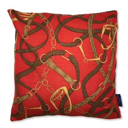 Red Equestrian Tartan Scarf Pillows 18"