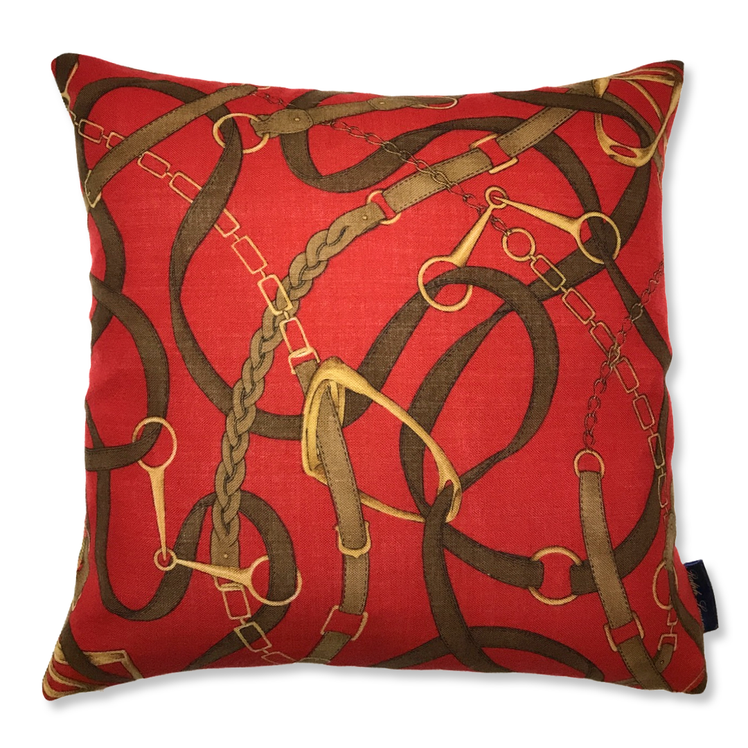 Red Equestrian Tartan Scarf Pillows 18"