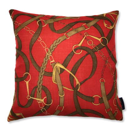 Red Equestrian Tartan Scarf Pillows 18"