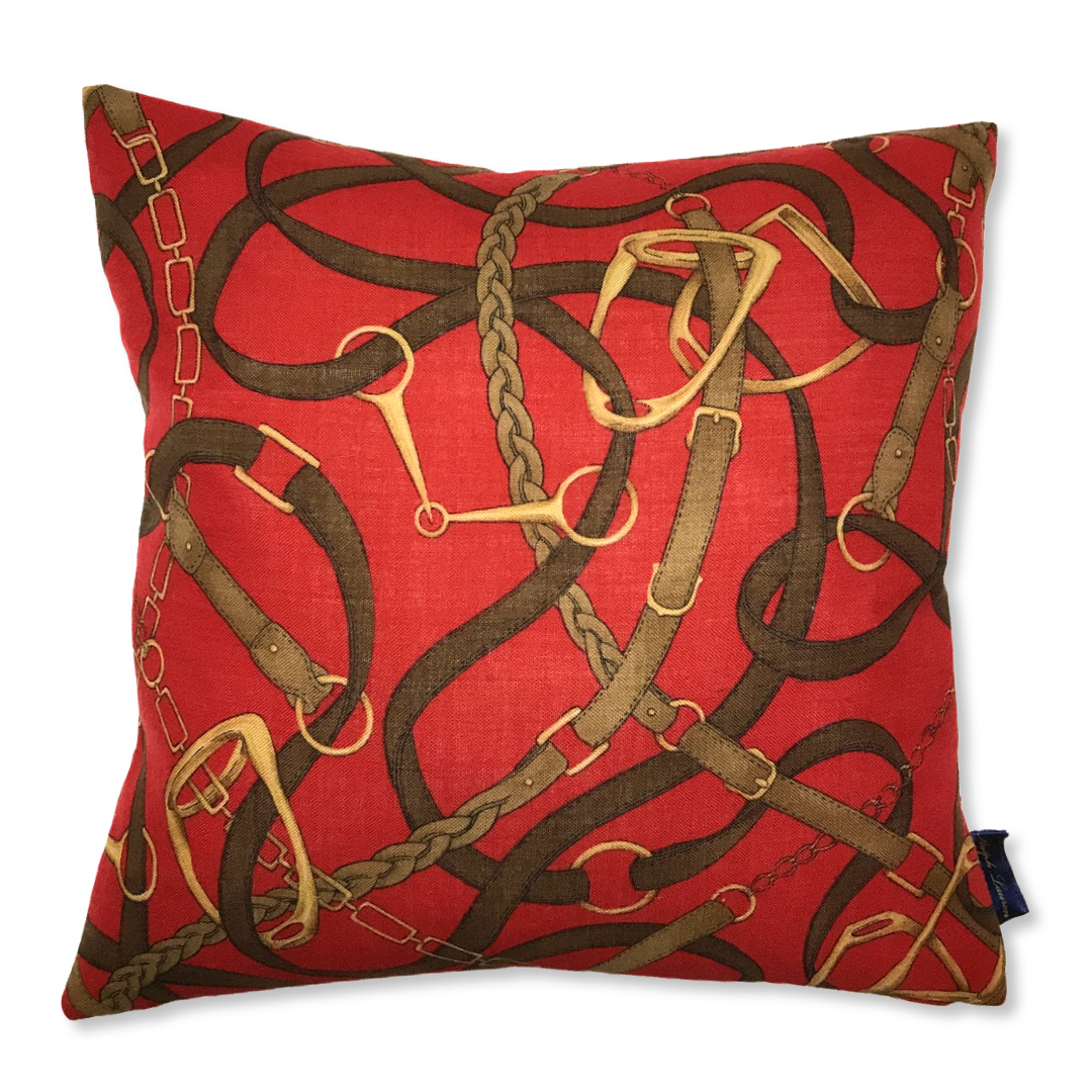 Red Equestrian Tartan Scarf Pillows 18"