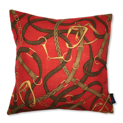 Red Equestrian Tartan Scarf Pillows 18"