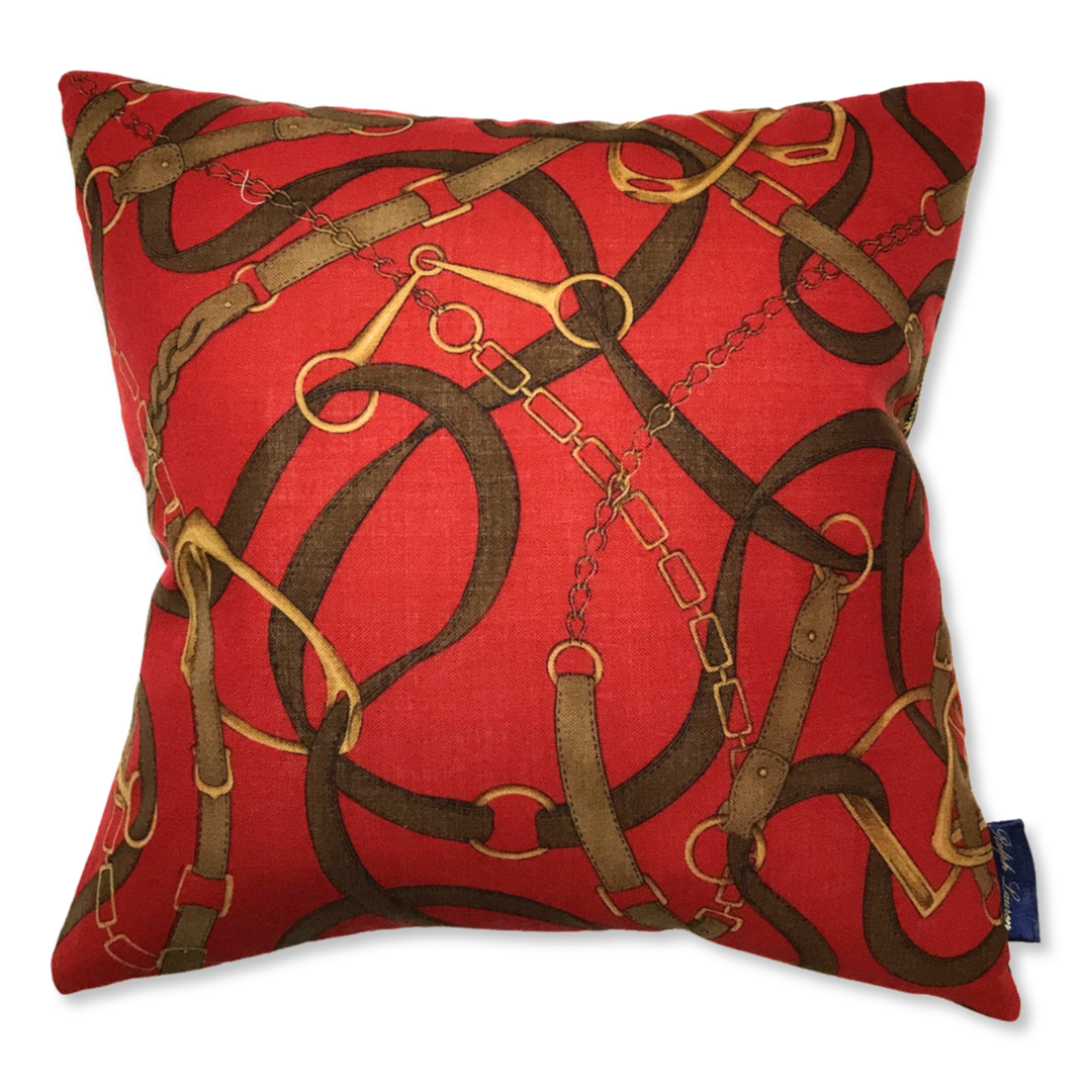 Red Equestrian Tartan Scarf Pillows 18"