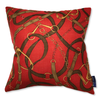 Red Equestrian Tartan Scarf Pillows 18"