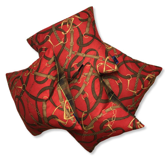 Red Equestrian Tartan Scarf Pillows 18"