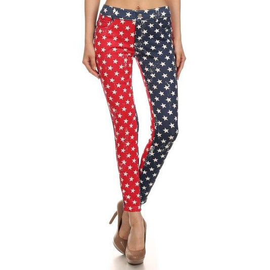 Red, Blue, & White Star Leggings