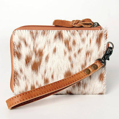 Hair-On Cowhide Leather Coin Purse Western Mini Zip Wallet