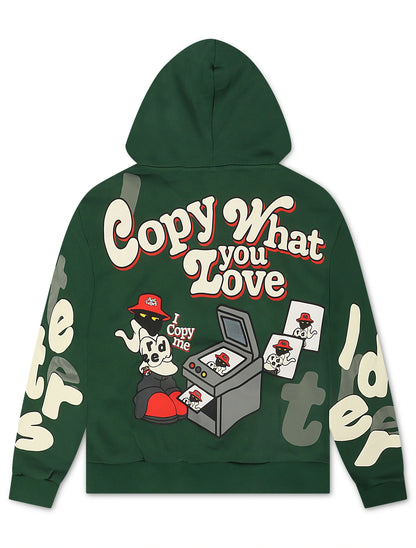 Red Letters Copy Me Scattered Hoodie - Green